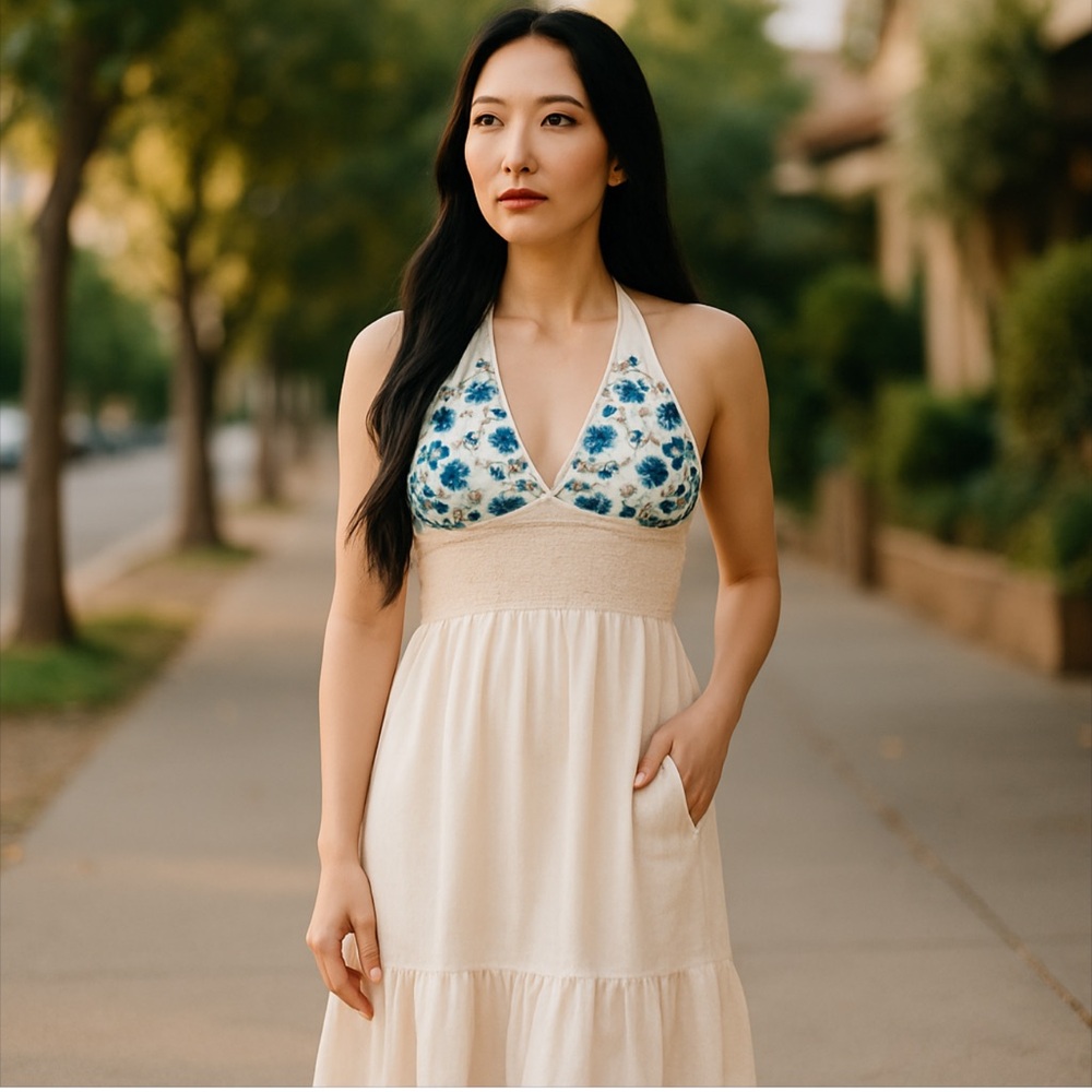 Oaxacan-Style Embroidered Halter Dress - Picture 5 of 7